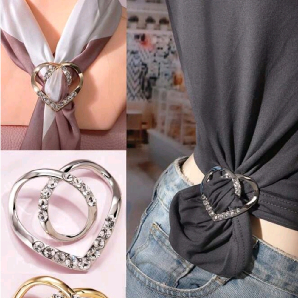 2pc Love Heart Buckle, Shirt T-shirt Collar Clip, Knot, Dress Waistband Buckle